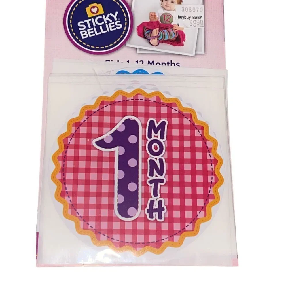 Babys First Year Milestone Belly Stickers 1-12 Month Stickers Peel Stick Click